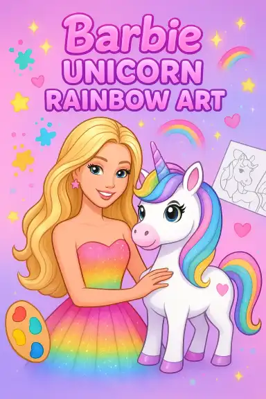 Barbie Unicorn Rainbow Art by erika