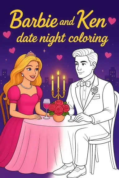 Barbie and Ken date night coloring by erika